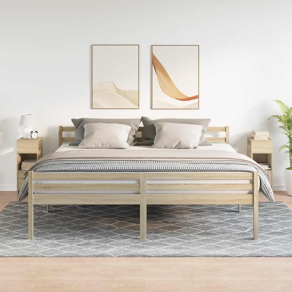 vidaXL Nachttische 2 Stk. mit Schublade Sonoma-Eiche 25x31x66 cm