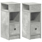vidaXL Nachttische 2 Stk. mit Schublade Betongrau 25x31x66 cm