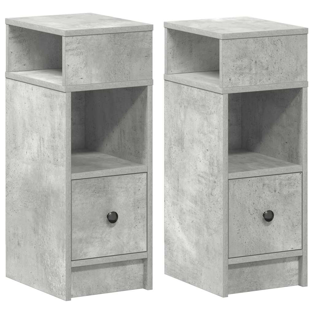 vidaXL Nachttische 2 Stk. mit Schublade Betongrau 25x31x66 cm