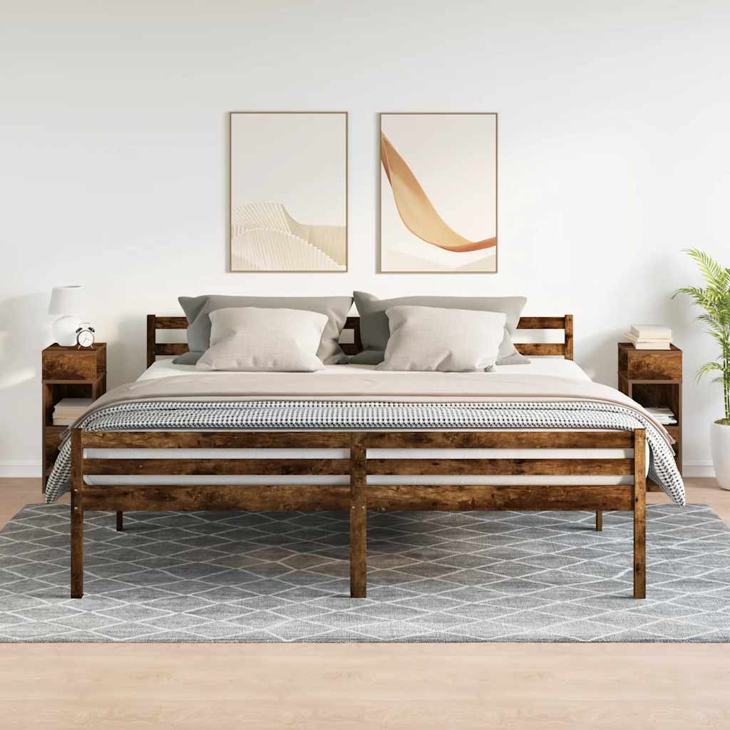 vidaXL Nachttische 2 Stk. mit Schublade Räuchereiche 25x31x66 cm