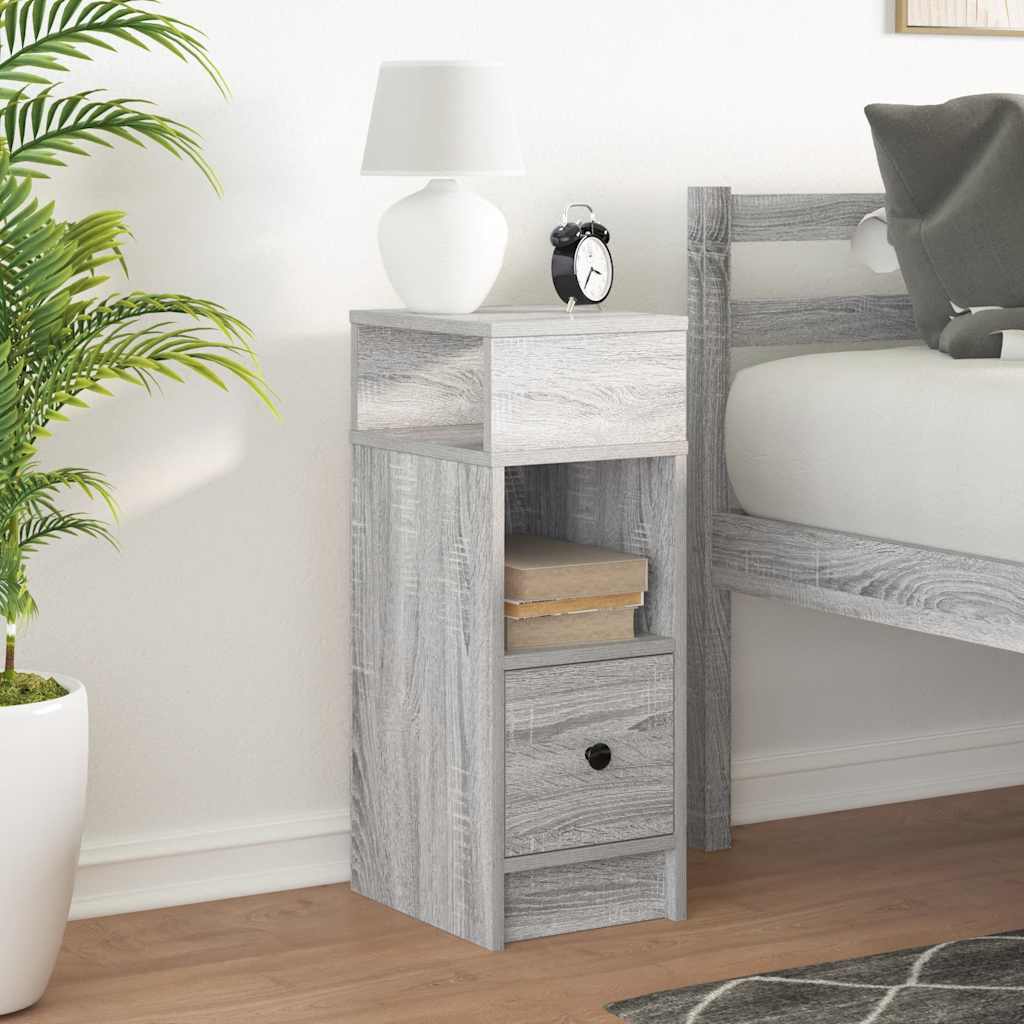 vidaXL Nachttisch mit Schublade Grau Sonoma 25x31x66 cm