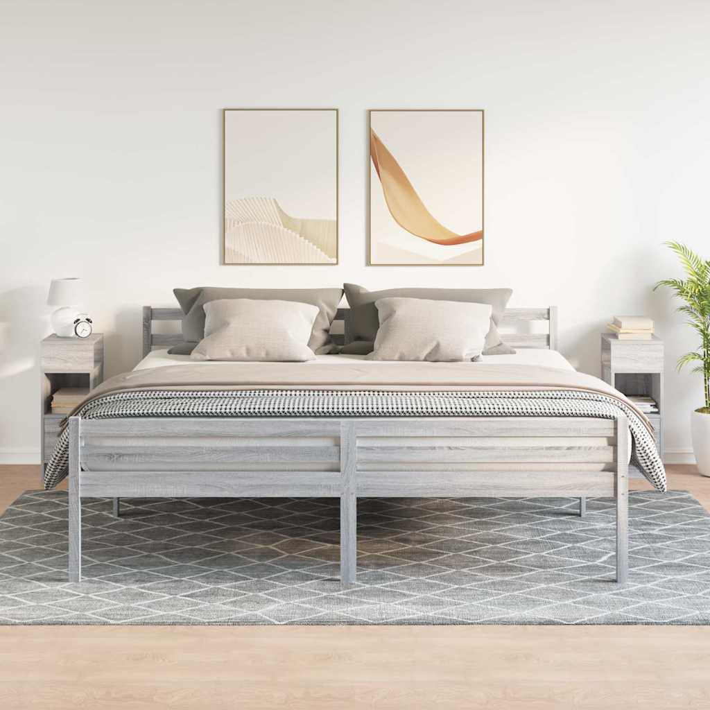 vidaXL Nachttische 2 Stk. mit Schublade Grau Sonoma 25x31x66 cm