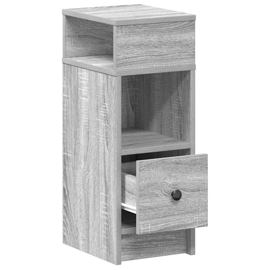 vidaXL Nachttische 2 Stk. mit Schublade Grau Sonoma 25x31x66 cm