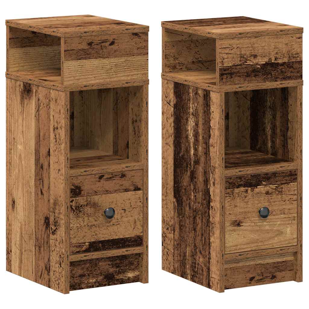 vidaXL Nachttische 2 Stk. mit Schublade Altholz-Optik 25x31x66 cm