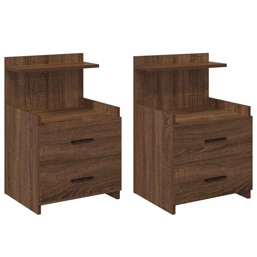 vidaXL Nachttische 2 Stk. mit 2 Schubladen Braun Eichen-Optik 40x36,5x62 cm