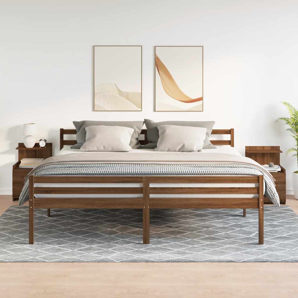 vidaXL Nachttische 2 Stk. mit 2 Schubladen Braun Eichen-Optik 40x36,5x62 cm