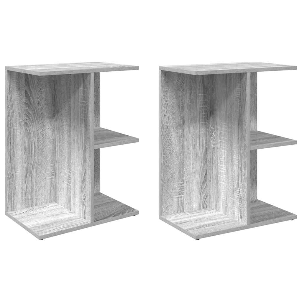 vidaXL Nachttische 2 Stk. Grau Sonoma 46,5x29x61 cm Holzwerkstoff