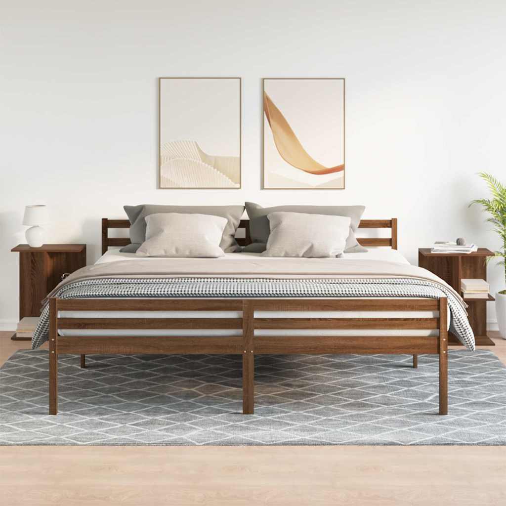 vidaXL Nachttische 2 Stk. Braun Eichen-Optik 46,5x29x61 Holzwerkstoff