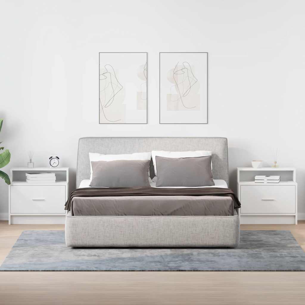 vidaXL Nachttische mit Schublade 2 Stk. Weiß 51x31x47 cm