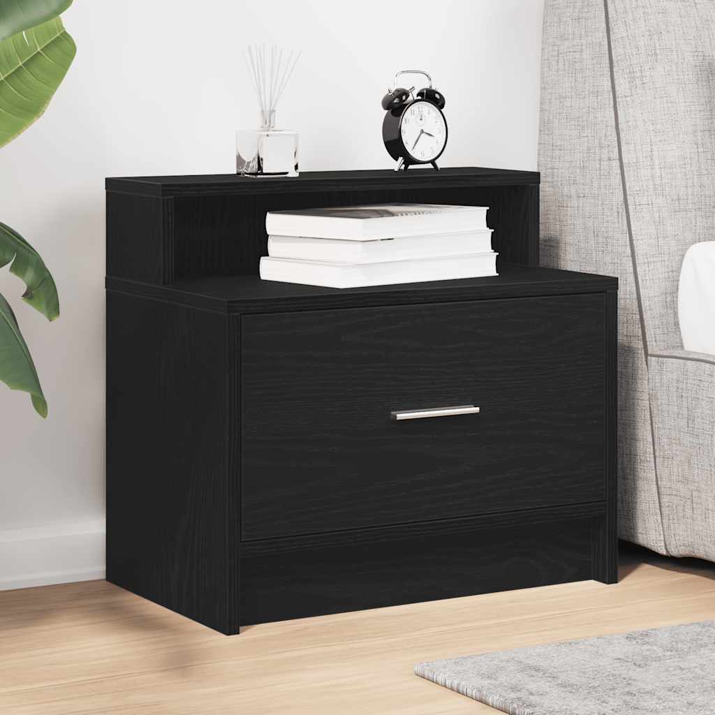 vidaXL Nachttisch mit Schublade Schwarz Eichen-Optik 51x31x47 cm
