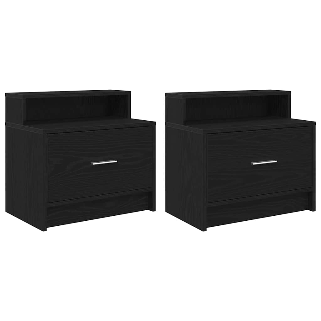 vidaXL Nachttische mit Schublade 2Stk. Schwarz Eichen-Optik 51x31x47cm