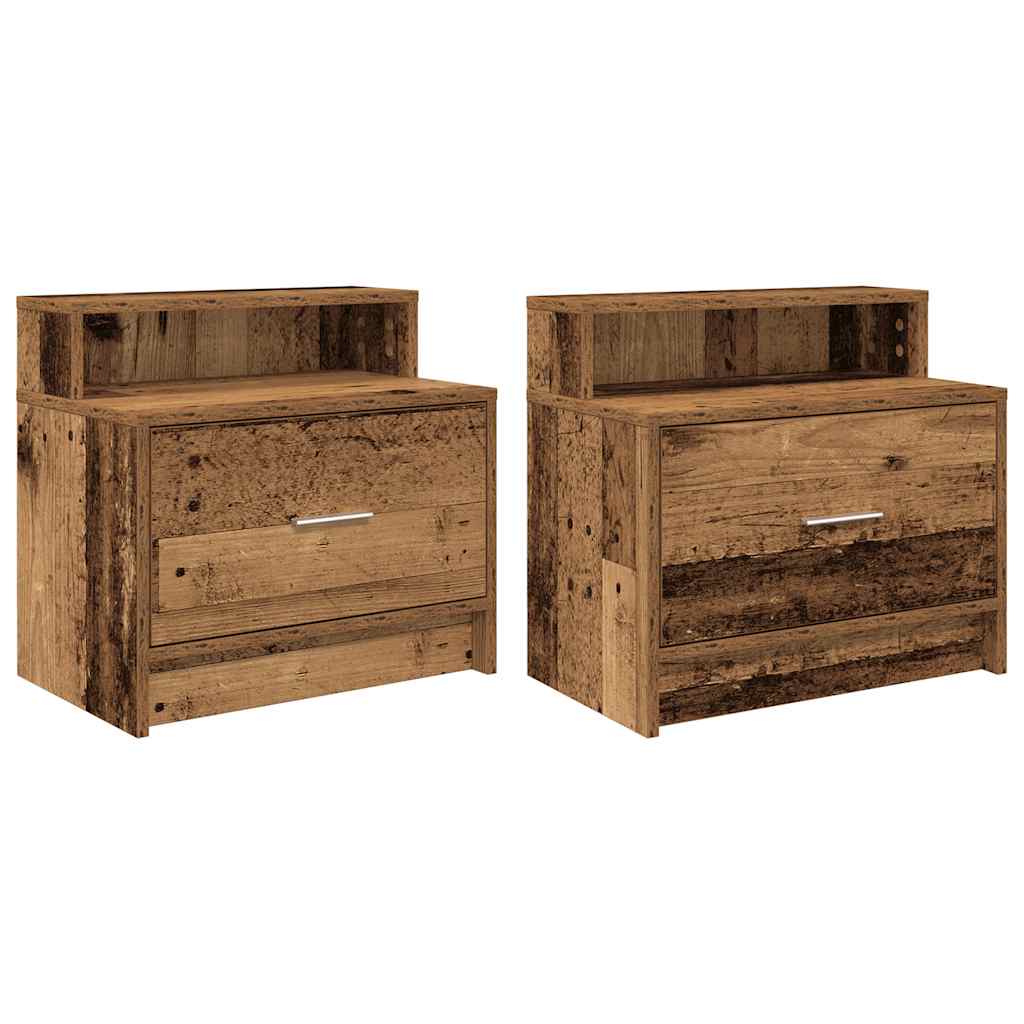 vidaXL Nachttische mit Schubladen 2 Stk. Altholz-Optik 51x31x47 cm