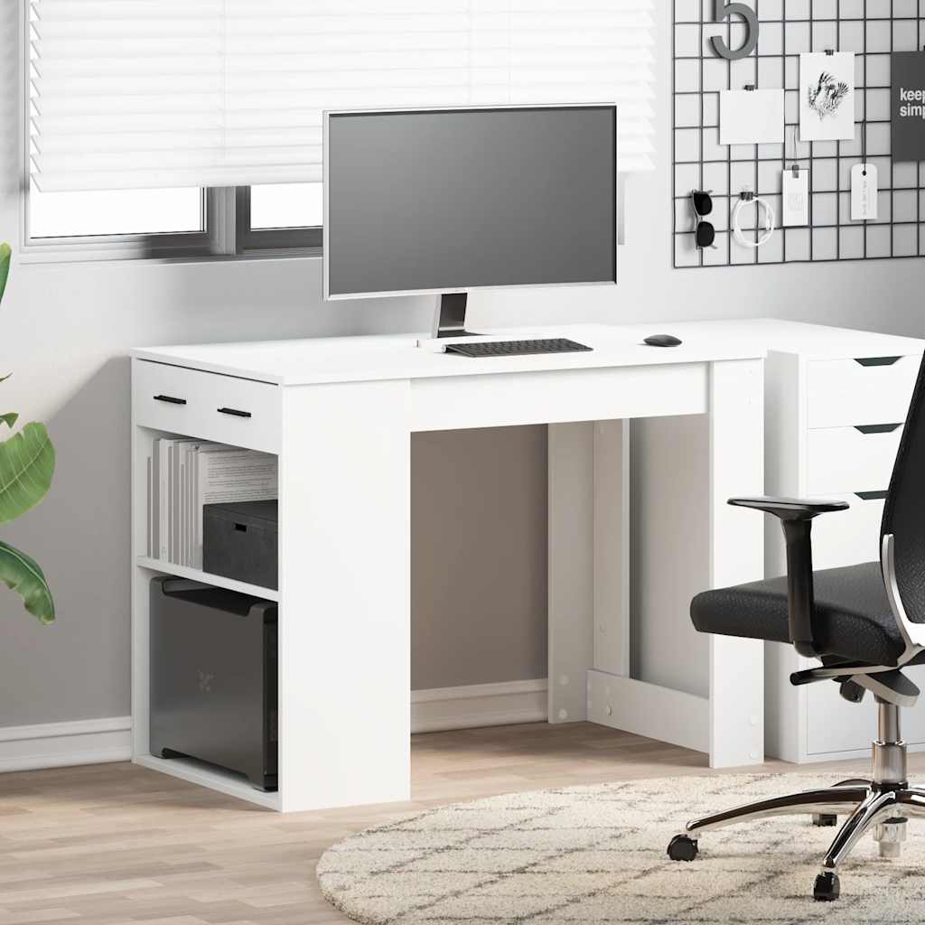 vidaXL Schreibtisch mit Schubladen und Ablage Weiß 102x62x77,5 cm