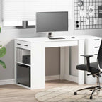 vidaXL Schreibtisch mit Schubladen und Ablage Weiß 102x62x77,5 cm
