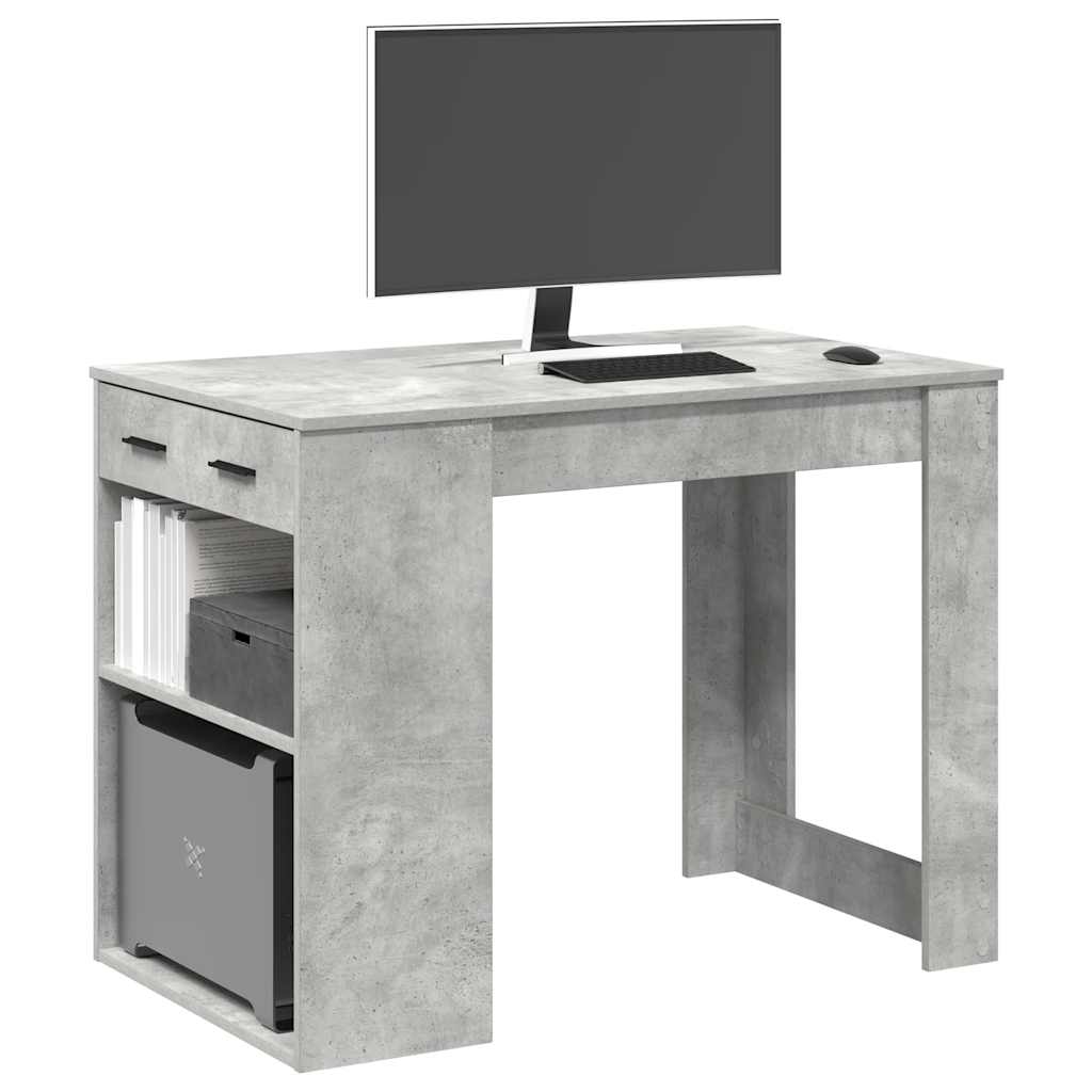 vidaXL Schreibtisch mit Schubladen und Ablage Betongrau 102x62x77,5 cm