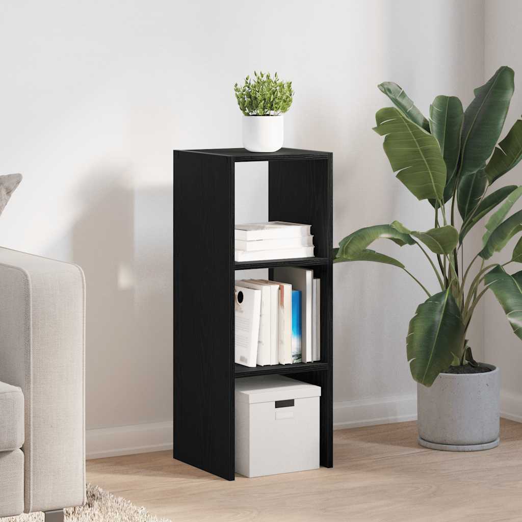 vidaXL Bücherregal Stapelbar Schwarz Eichen-Optik 30x30x80 cm