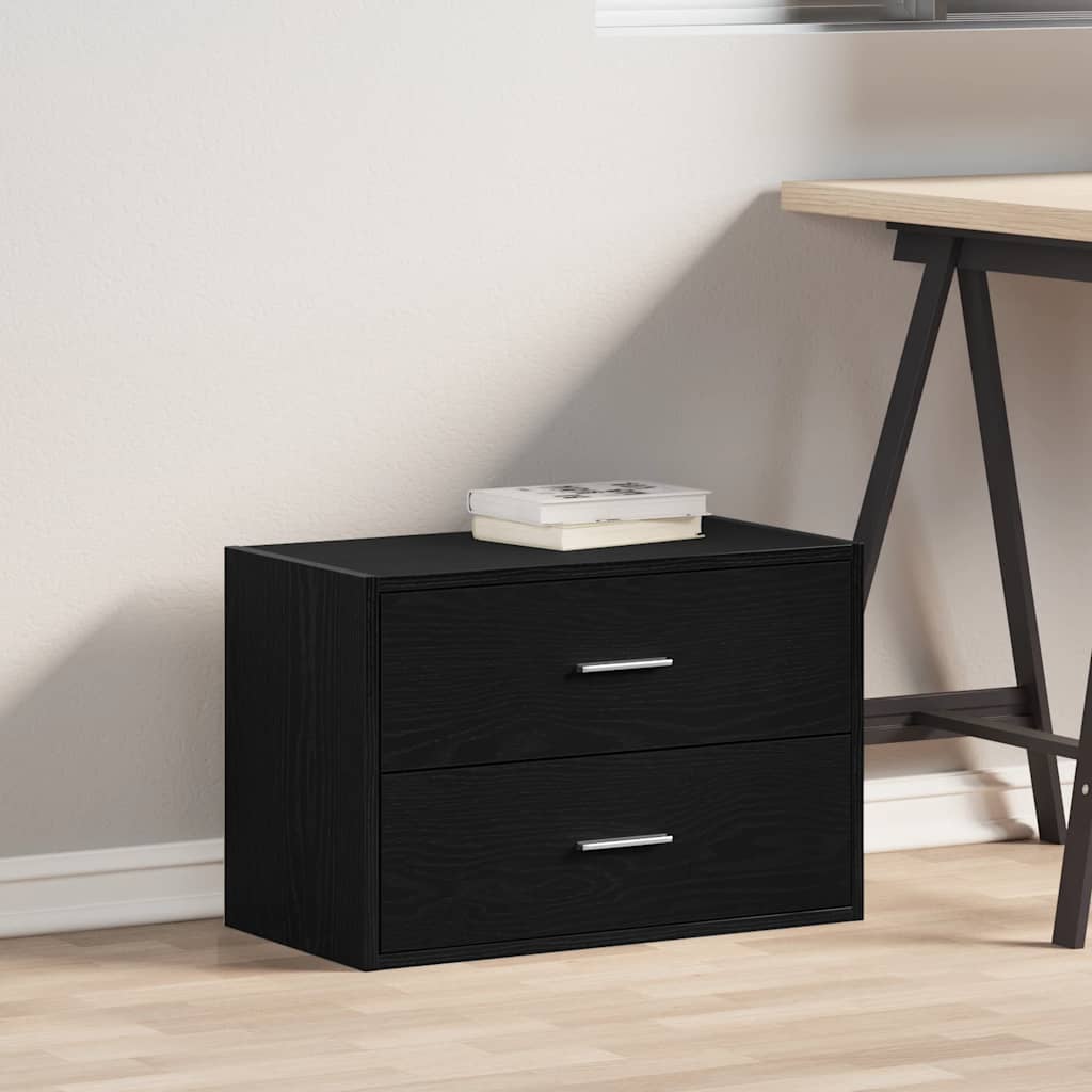 vidaXL Schrank mit 2 Schubladen Schwarz Eichen-Optik 60x31x40 cm
