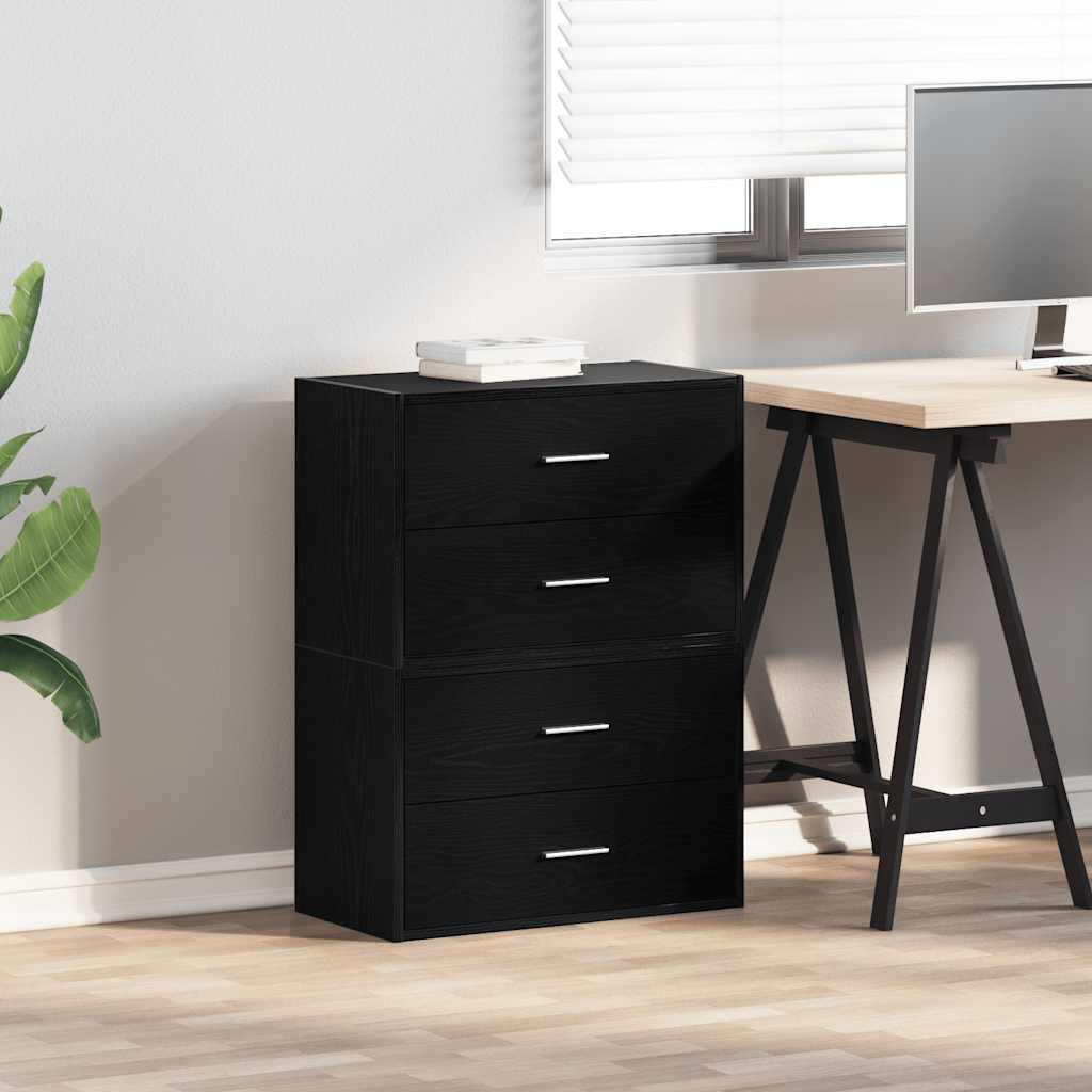 vidaXL Schränke mit 2 Schubladen 2Stk. Schwarz Eichen-Optik 60x31x40cm