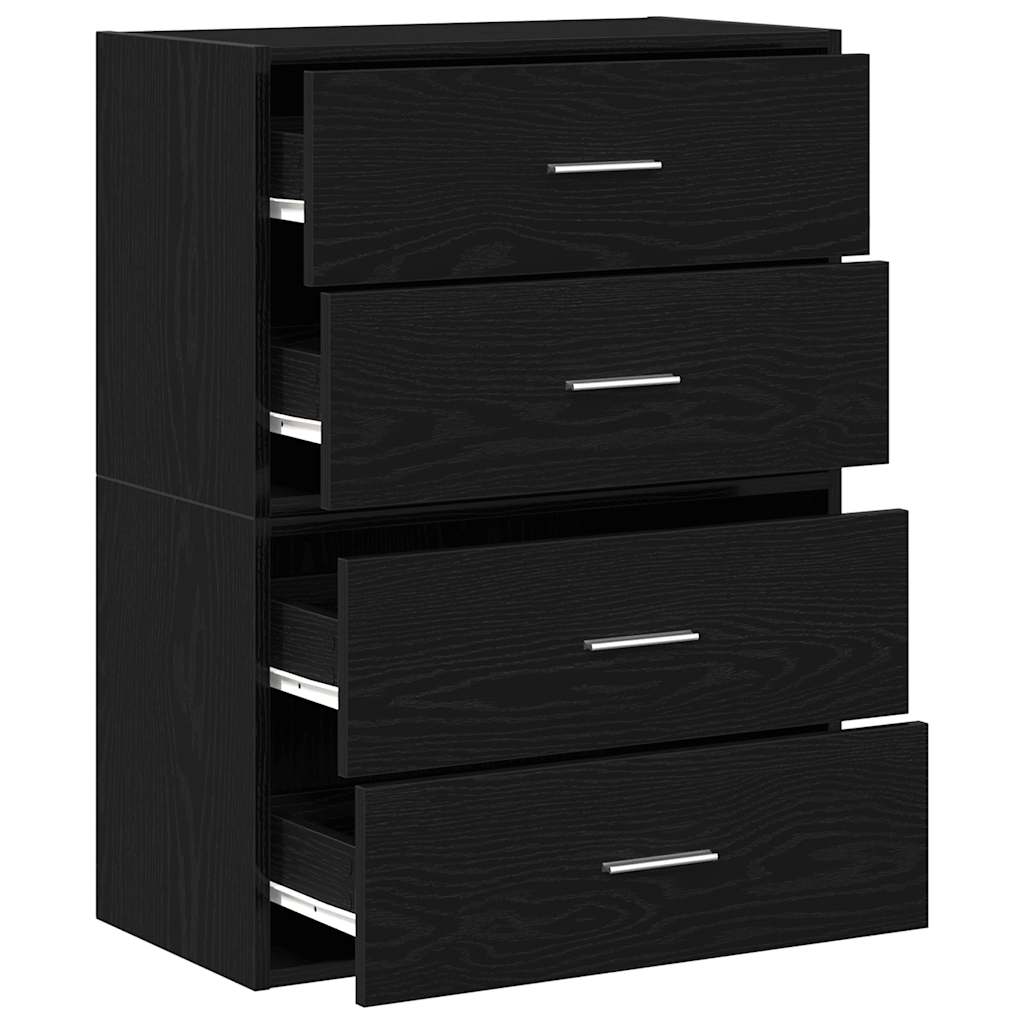 vidaXL Schränke mit 2 Schubladen 2Stk. Schwarz Eichen-Optik 60x31x40cm