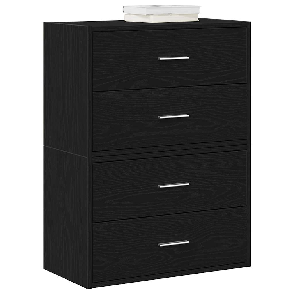 vidaXL Schränke mit 2 Schubladen 2Stk. Schwarz Eichen-Optik 60x31x40cm