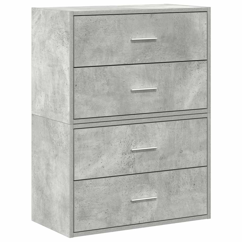 vidaXL Schränke mit 2 Schubladen 2 Stk. Betongrau 60x31x40 cm