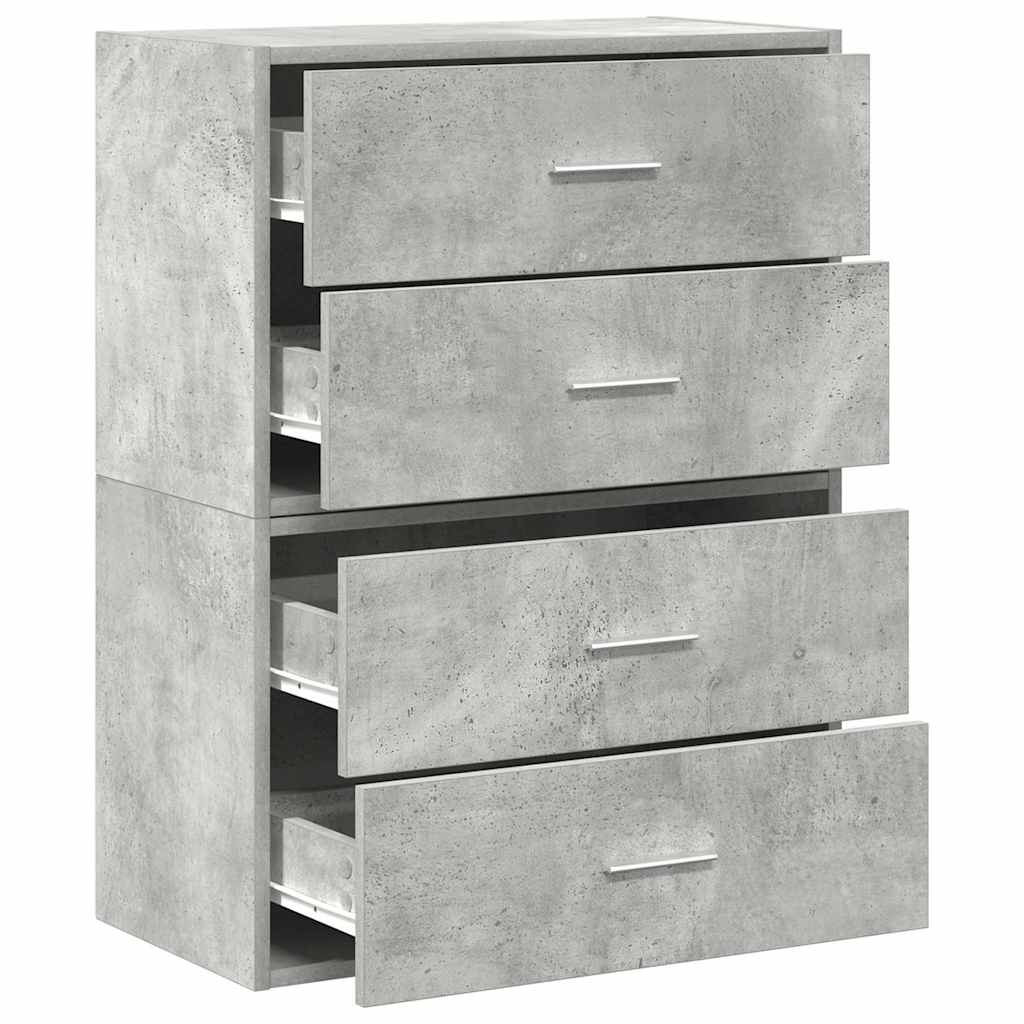 vidaXL Schränke mit 2 Schubladen 2 Stk. Betongrau 60x31x40 cm
