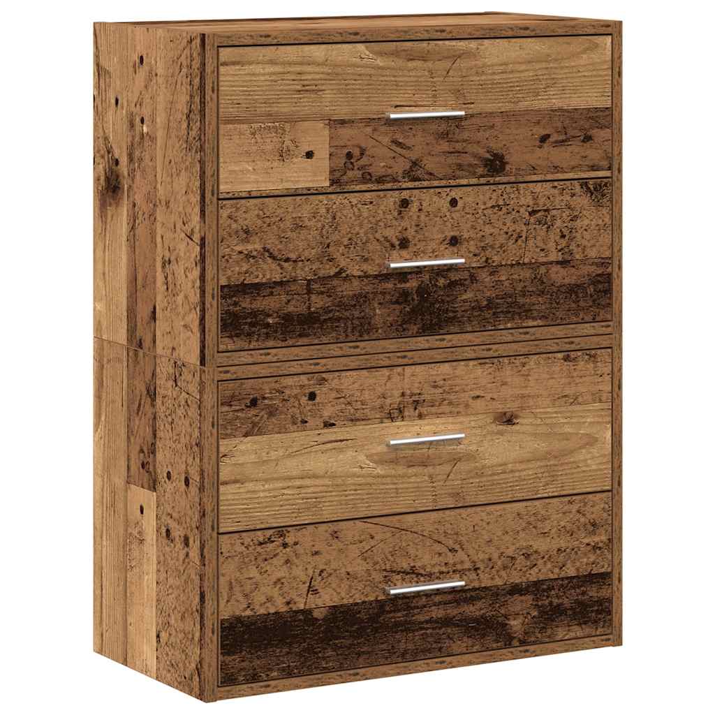 vidaXL Schränke mit 2 Schubladen 2Stk. Altholz-Optik 60x31x40cm