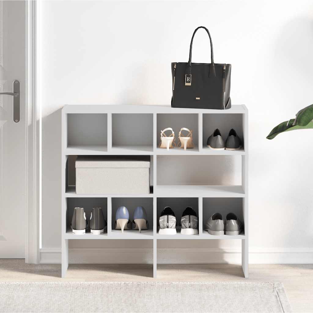 vidaXL Schuhregale 2 Stk. Stapelbar Weiß 89,5x30x40 cm