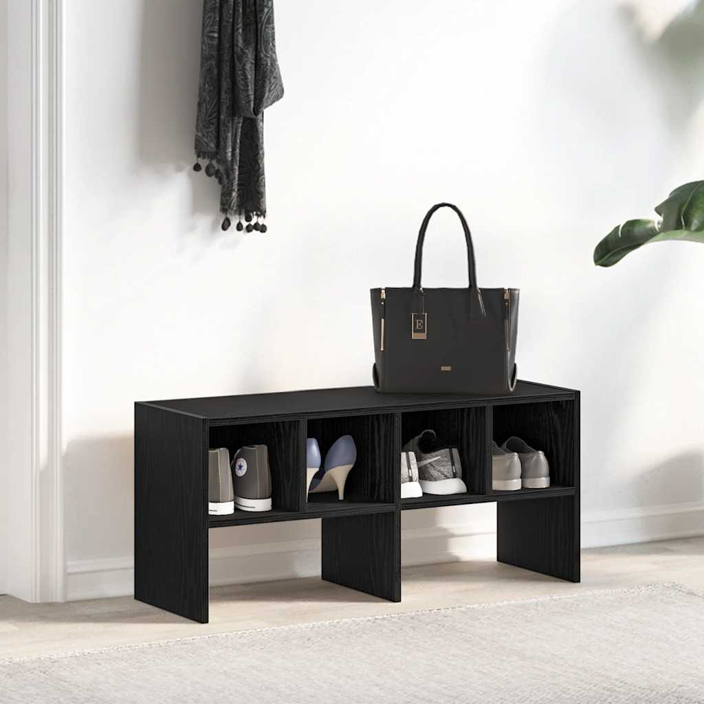 vidaXL Schuhregal Stapelbar Schwarz Eichen-Optik 89,5x30x40 cm