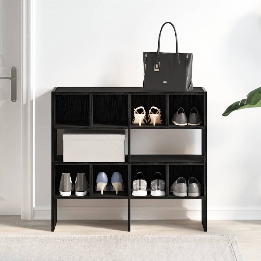 vidaXL Schuhregale 2 Stk. Stapelbar Schwarz Eichen-Optik 89,5x30x40 cm