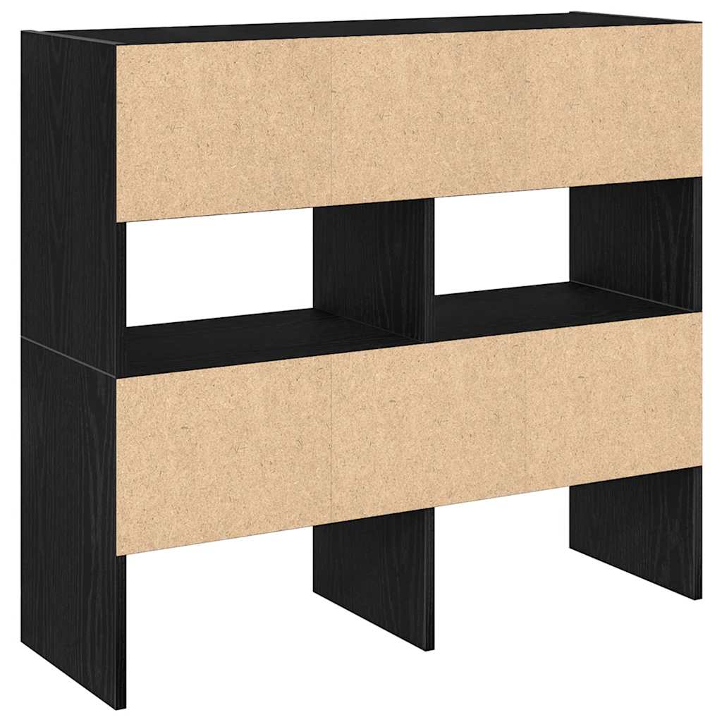 vidaXL Schuhregale 2 Stk. Stapelbar Schwarz Eichen-Optik 89,5x30x40 cm
