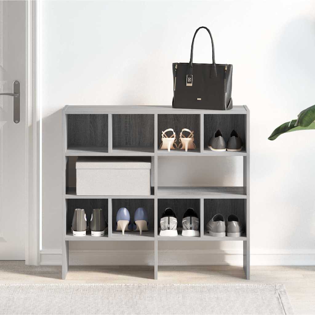 vidaXL Schuhregale 2 Stk. Stapelbar Grau Sonoma 89,5x30x40 cm