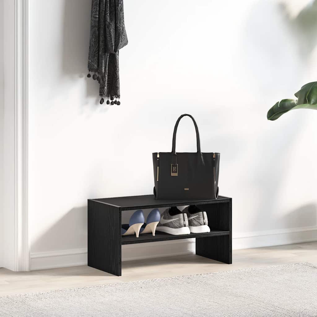 vidaXL Schuhregal Stapelbar Schwarze Eiche 60x30x30,5 cm