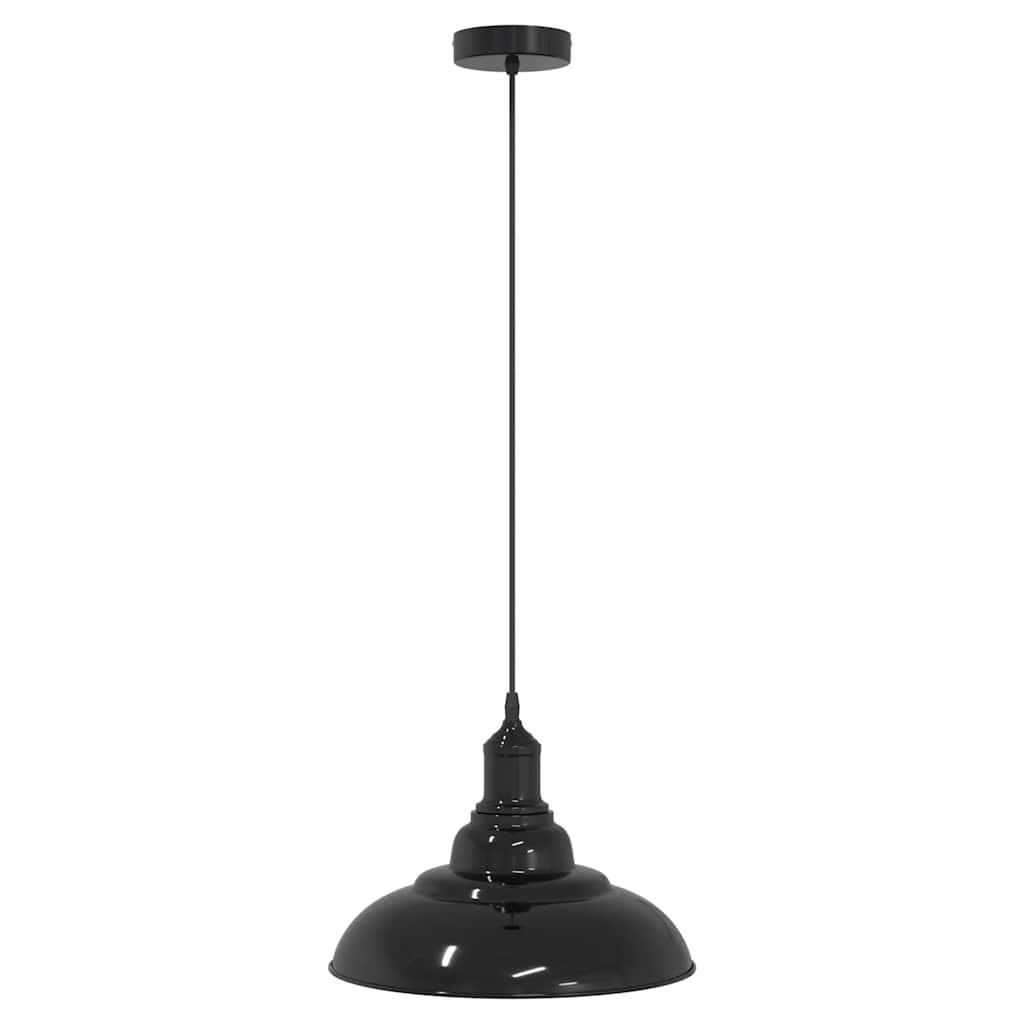 vidaXL Pendelleuchte Höhenverstellbar E27 Schwarz Glänzend Ø 31 cm