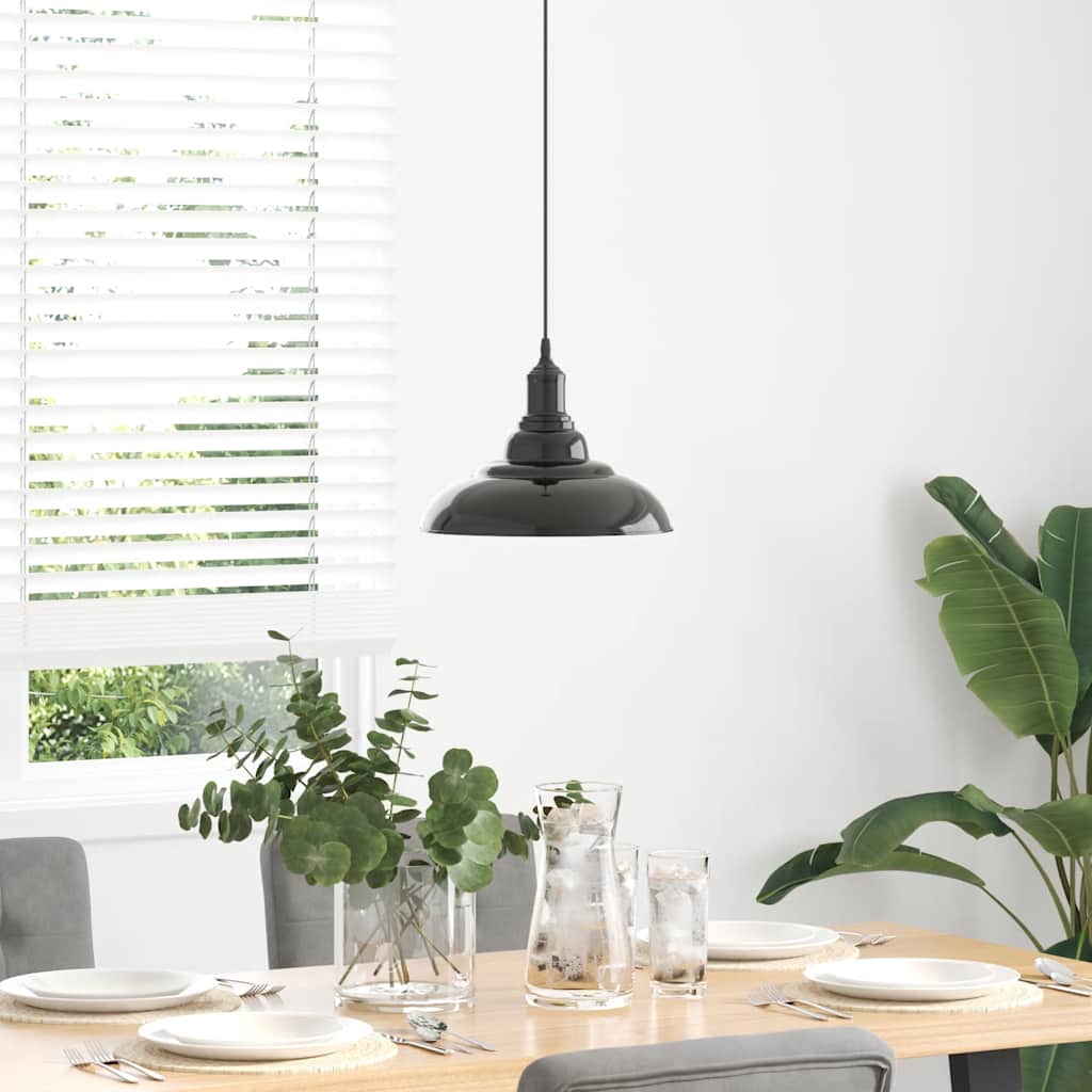 vidaXL Pendelleuchte Höhenverstellbar E27 Schwarz Glänzend Ø 31 cm