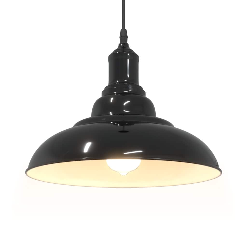 vidaXL Pendelleuchte Höhenverstellbar E27 Schwarz Glänzend Ø 31 cm