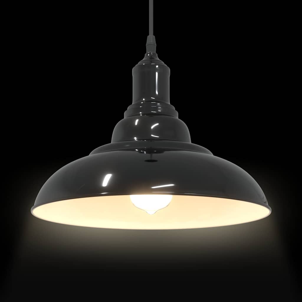 vidaXL Pendelleuchte Höhenverstellbar E27 Schwarz Glänzend Ø 31 cm