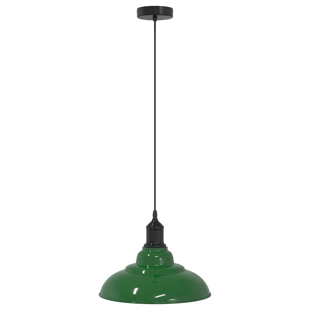 vidaXL Pendelleuchte Höhenverstellbar E27 Grün Glänzend Ø 31 cm Metall