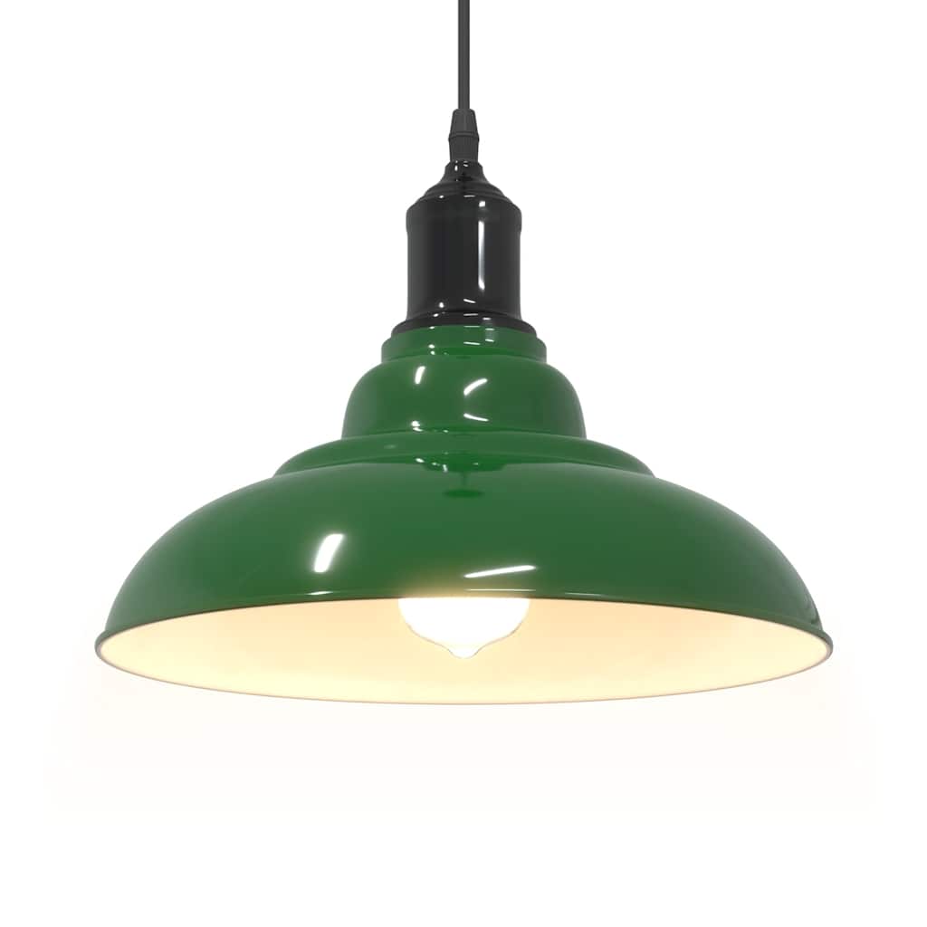 vidaXL Pendelleuchte Höhenverstellbar E27 Grün Glänzend Ø 31 cm Metall