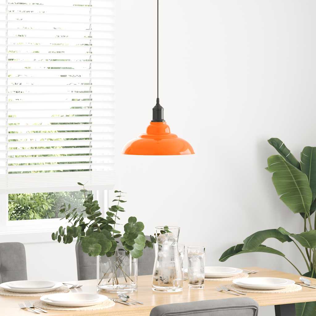 vidaXL Pendelleuchte Höhenverstellbar E27 Orange Glänzend Ø31cm Metall