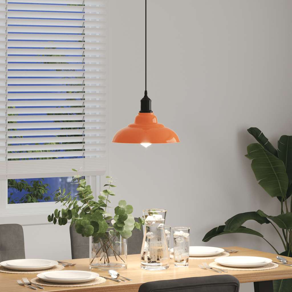 vidaXL Pendelleuchte Höhenverstellbar E27 Orange Glänzend Ø31cm Metall