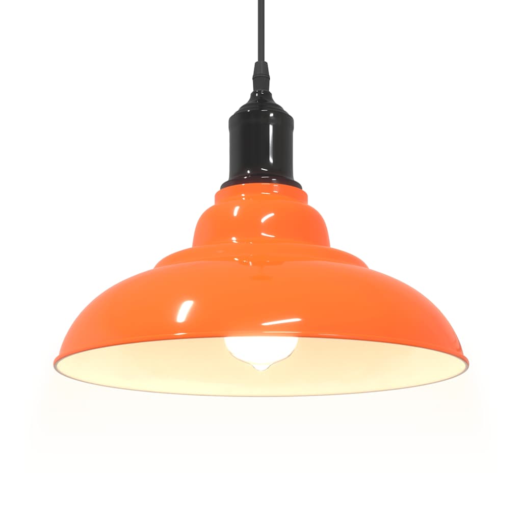 vidaXL Pendelleuchte Höhenverstellbar E27 Orange Glänzend Ø31cm Metall