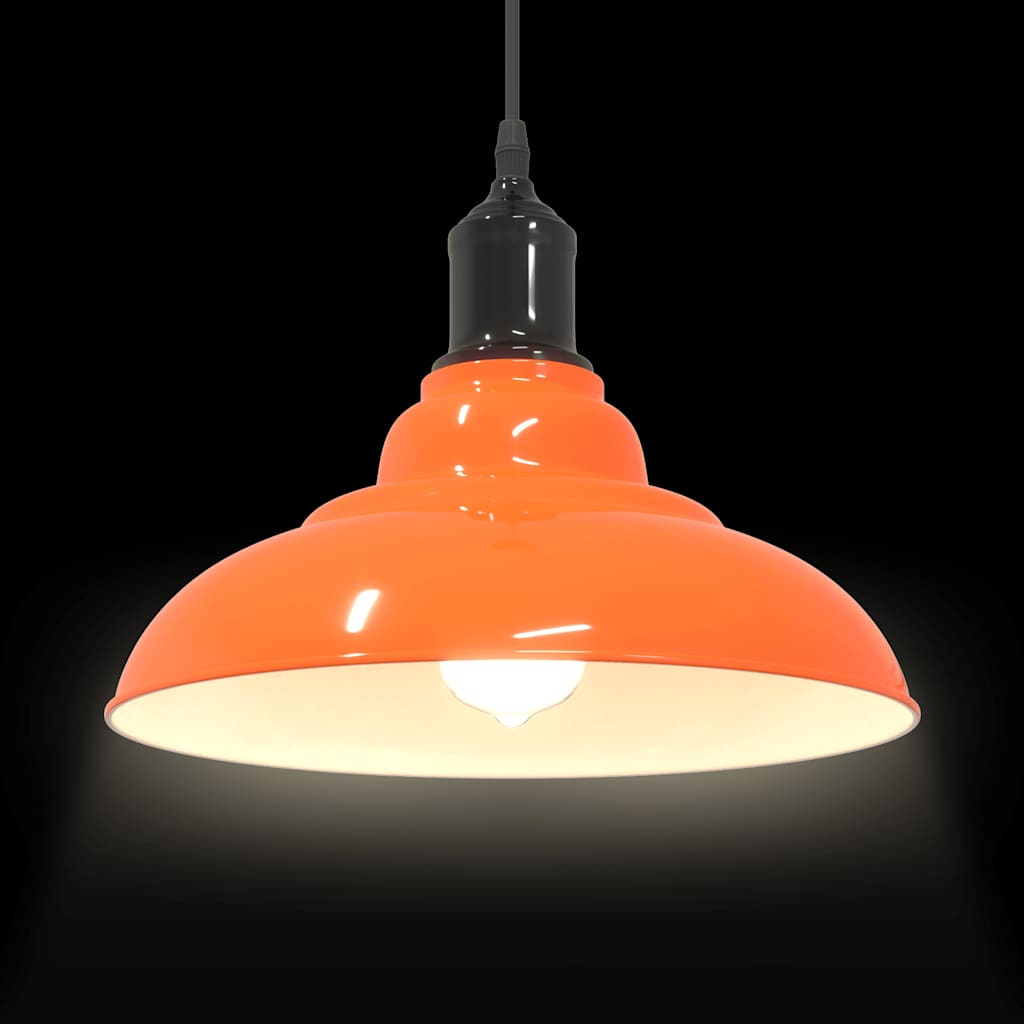 vidaXL Pendelleuchte Höhenverstellbar E27 Orange Glänzend Ø31cm Metall