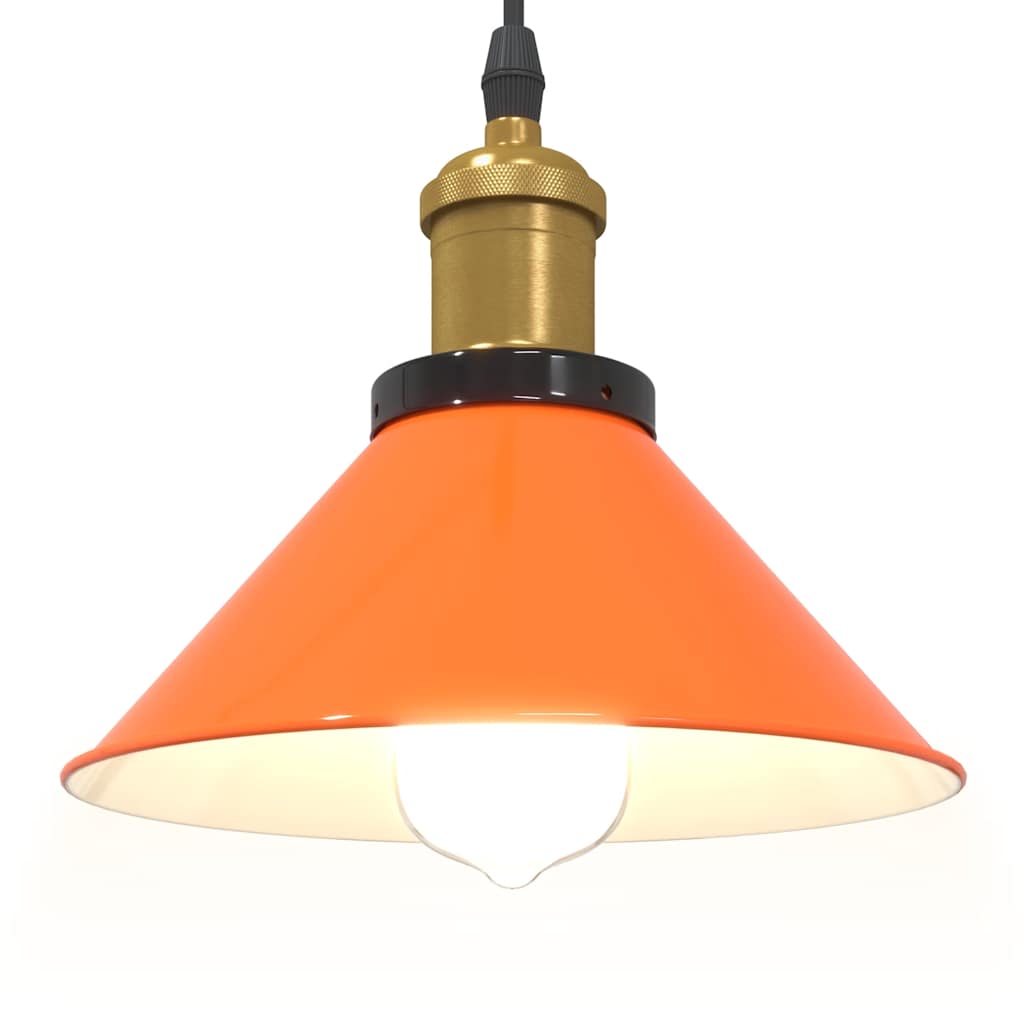vidaXL Pendelleuchte Höhenverstellbar E27 Orange Glänzend Ø22cm Metall