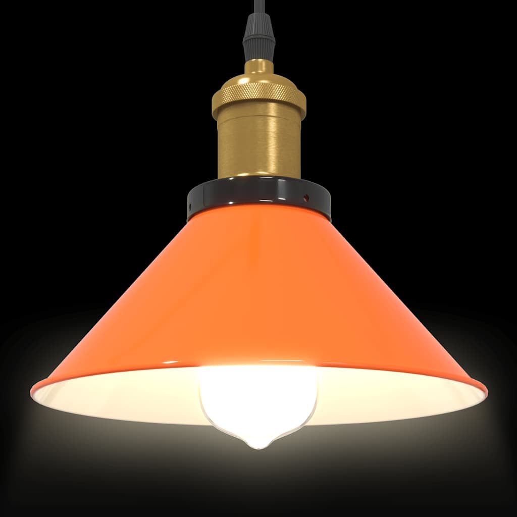 vidaXL Pendelleuchte Höhenverstellbar E27 Orange Glänzend Ø22cm Metall