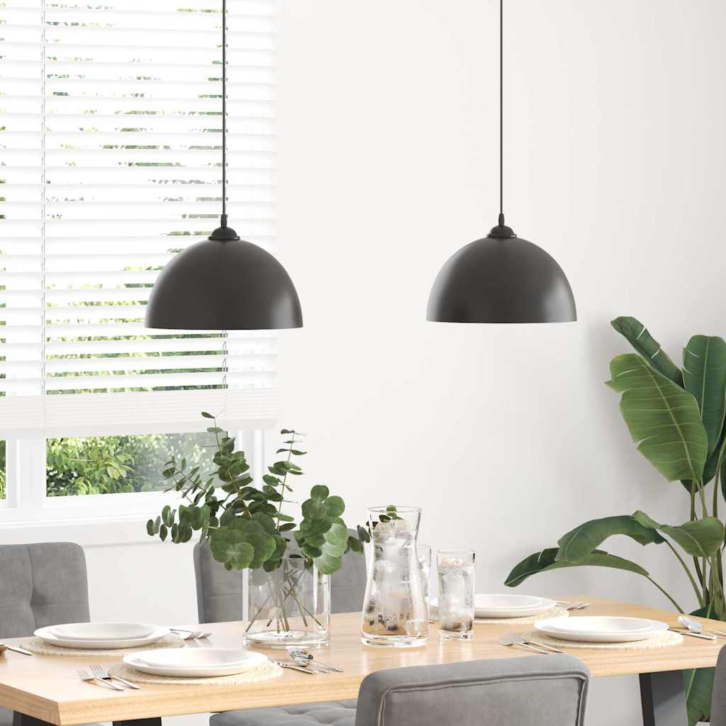 vidaXL Pendelleuchten 2 Stk. Höhenverstellbar E27 Schwarz Ø30cm Metall
