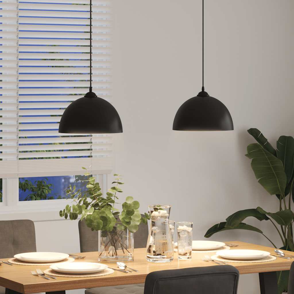 vidaXL Pendelleuchten 2 Stk. Höhenverstellbar E27 Schwarz Ø30cm Metall