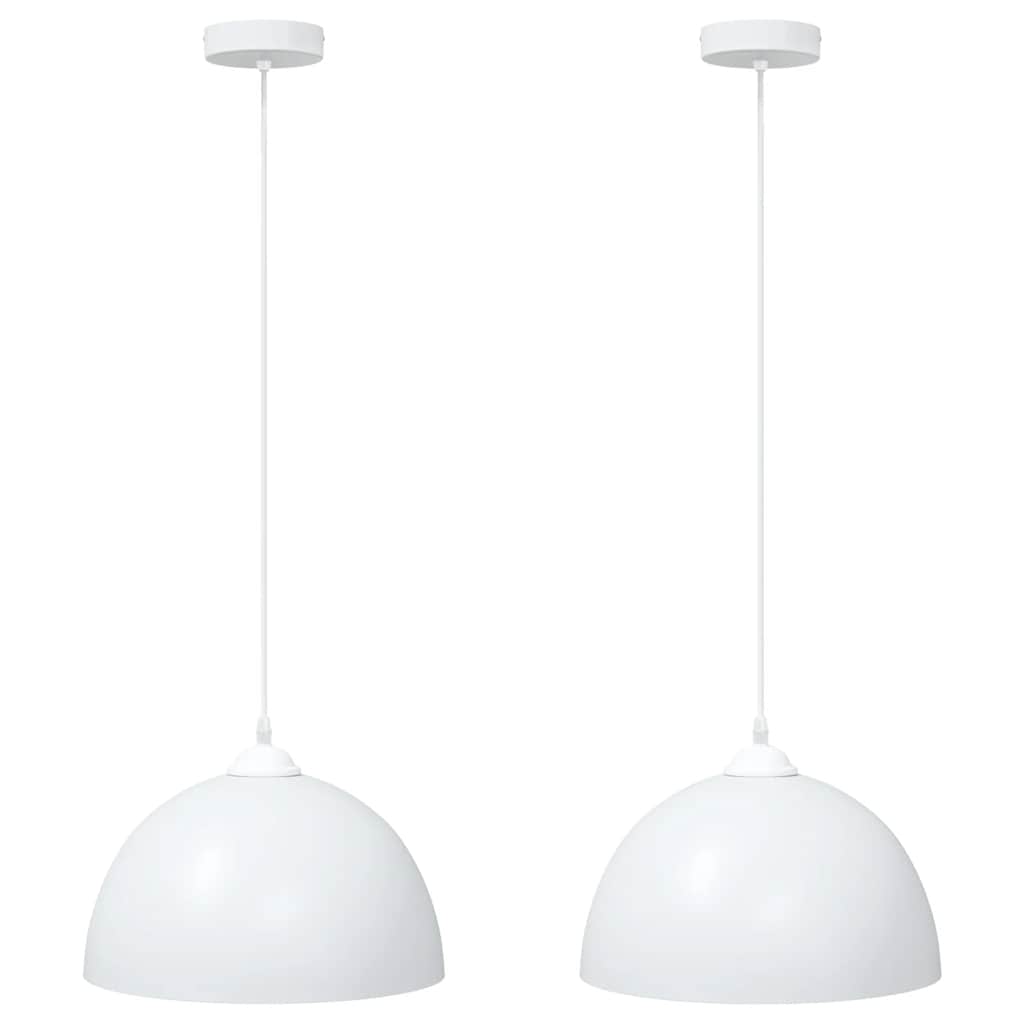 vidaXL Pendelleuchten 2 Stk. Höhenverstellbar E27 Weiß Ø 30 cm Metall