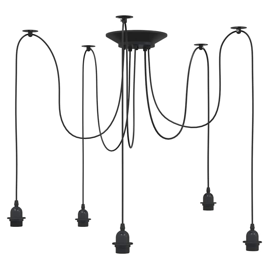 vidaXL Pendelleuchte mit 5 Fassungen E27 Schwarz Metall