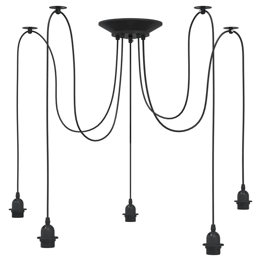 vidaXL Pendelleuchte mit 5 Fassungen E27 Schwarz Metall